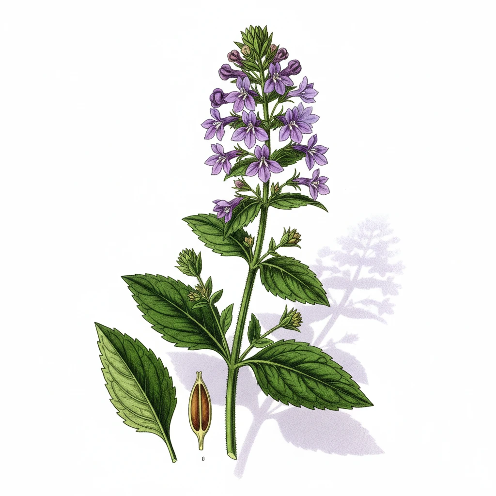 Lobelia inflata , aquarelle botanique