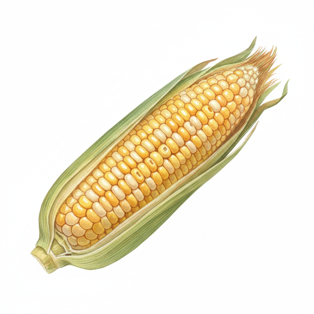 Maïs Doux Miner — aquarelle botanique