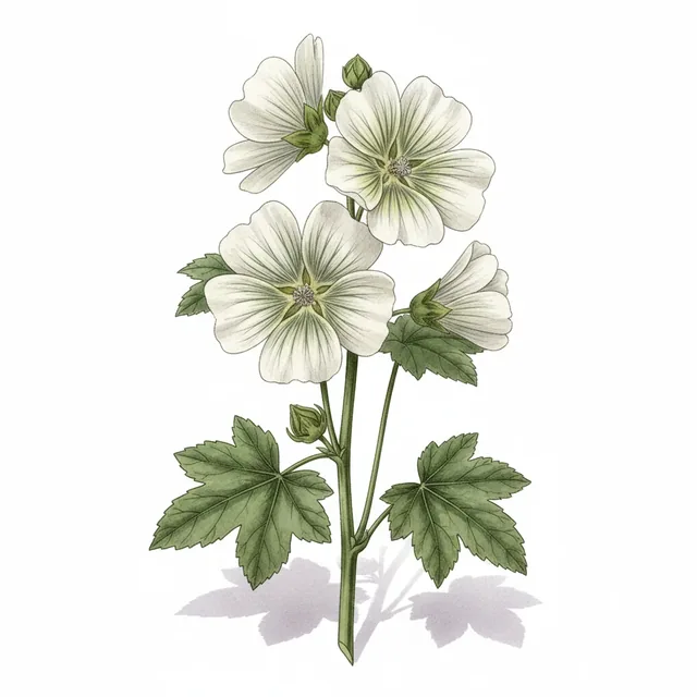 Mauve Verticillee Blanche, illustration botanique