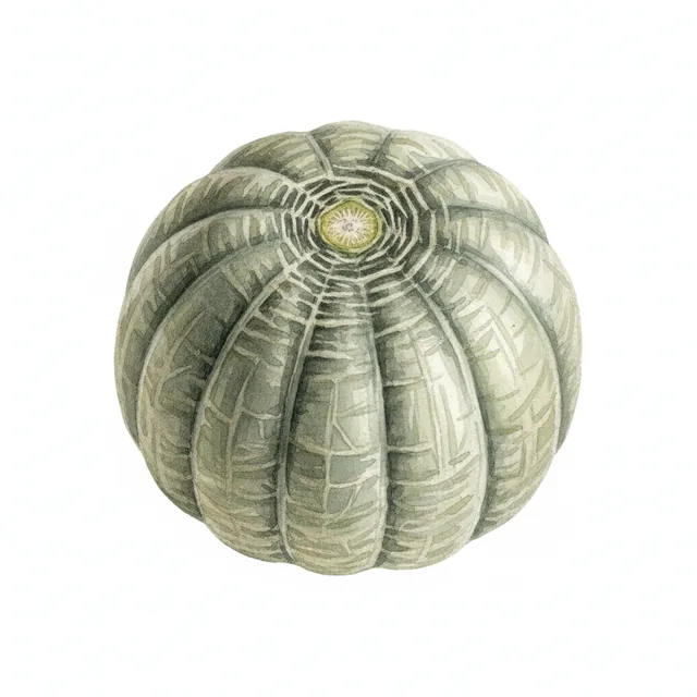 Melon Sucrin Petit Gris De Rennes, illustration botanique