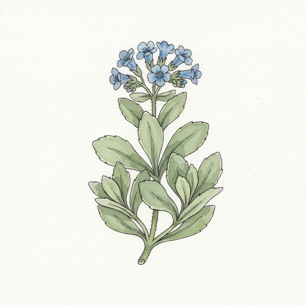 Mertensia Maritima ou Plante Huître — aquarelle botanique