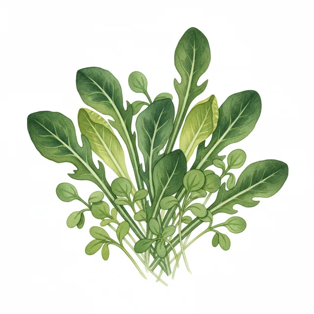 Mescluns Kokopelli Mesclun Kokopelli Spring and summer Spicy, illustration botanique
