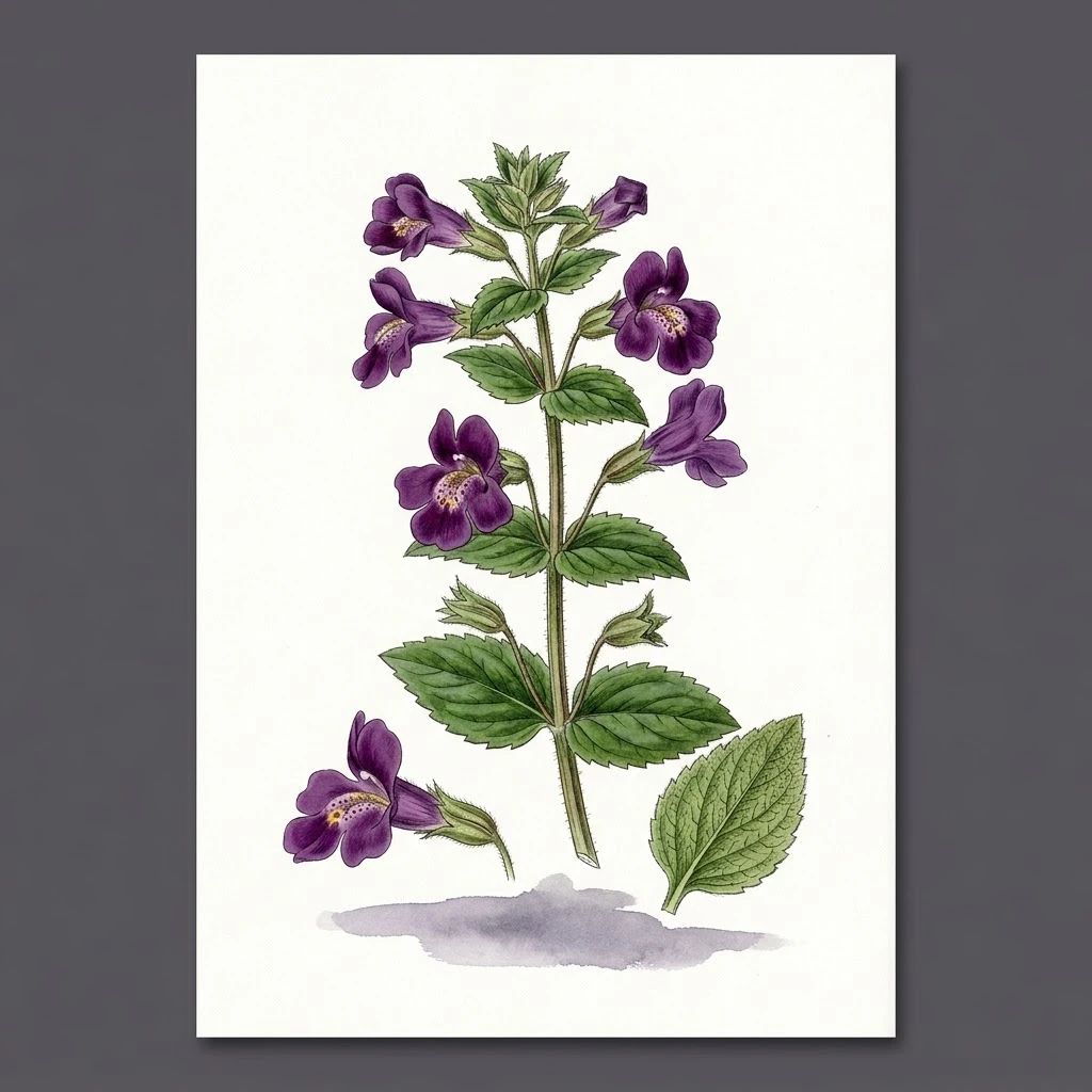 Mimulus guttatus , aquarelle botanique