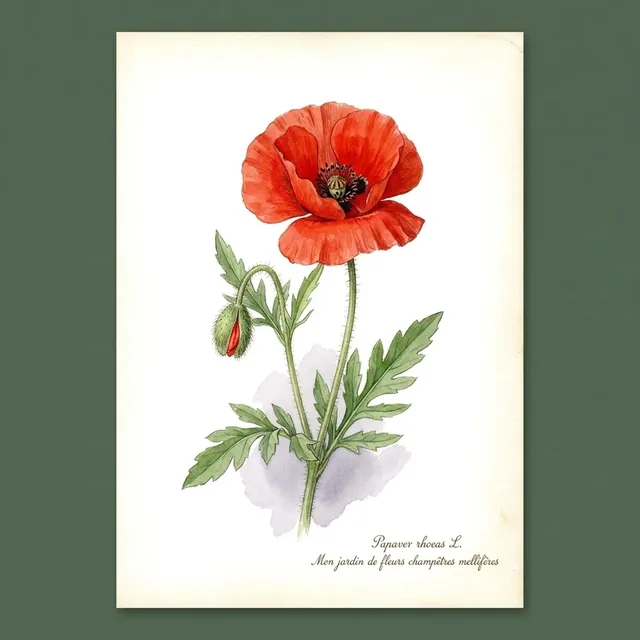 Mon jardin de fleurs champêtres mellifères, illustration botanique
