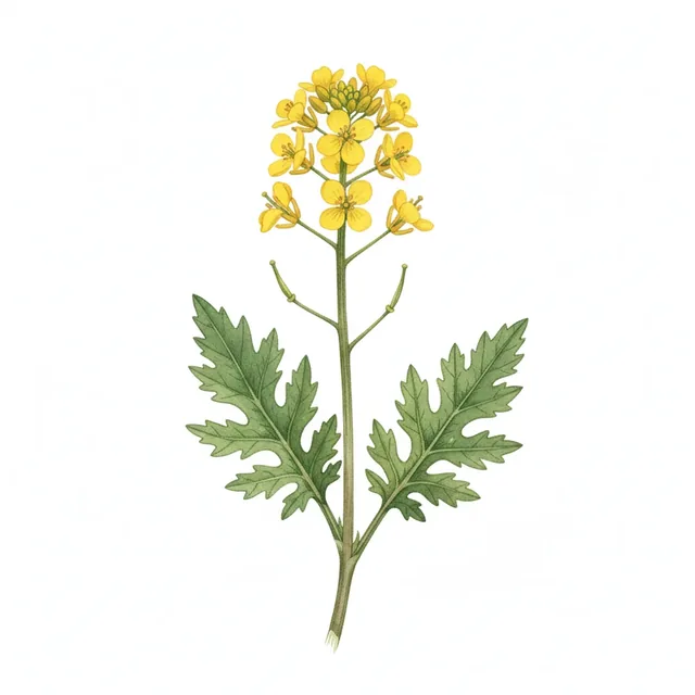 Moutarde Blanche, illustration botanique