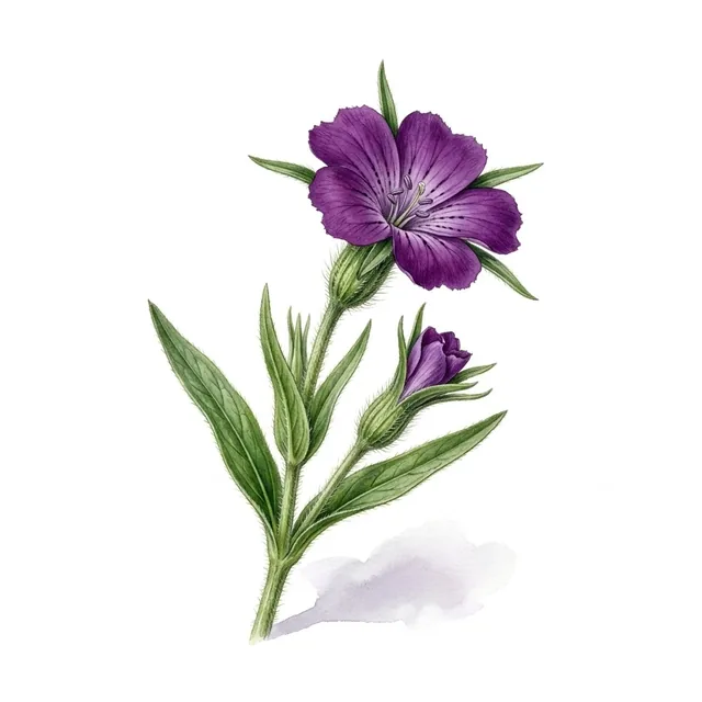 Nielle des blés, illustration botanique