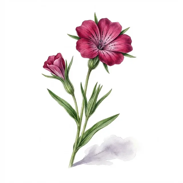 Nielle Des Bles Rose, illustration botanique