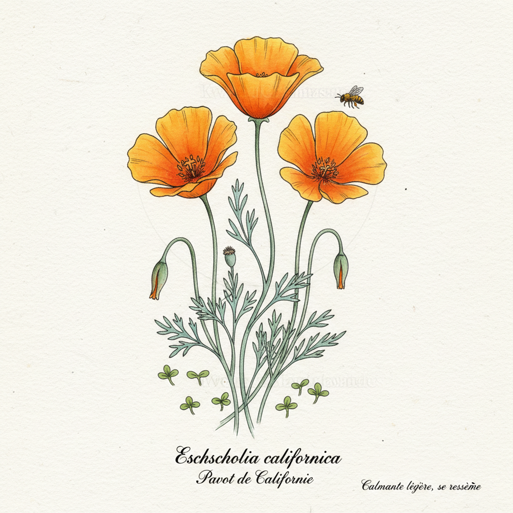 Aquarelle Pavot de Californie