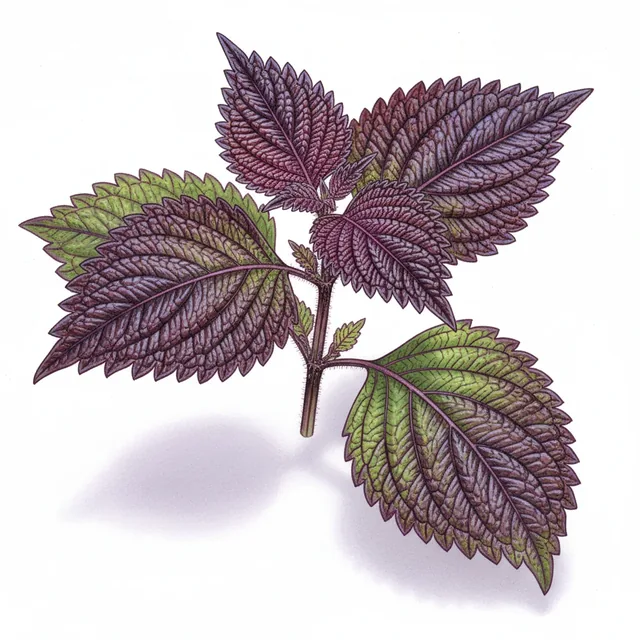 Perilla de Coree Bicolore, illustration botanique