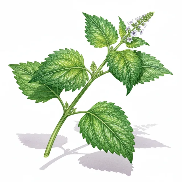 Perilla Vert ou Shiso, illustration botanique