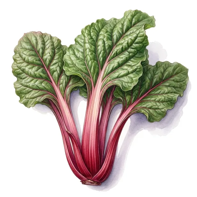 Poiree Rhubarb Chard A Carde Rouge, illustration botanique