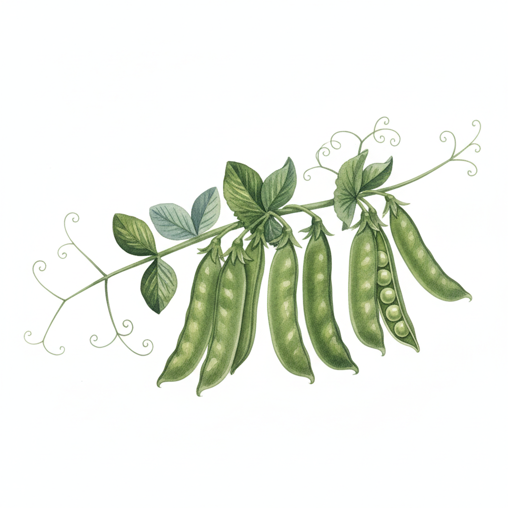 Aquarelle Pois A Rames Roi des Halles ou Alderman Grain Ride A Ecosser