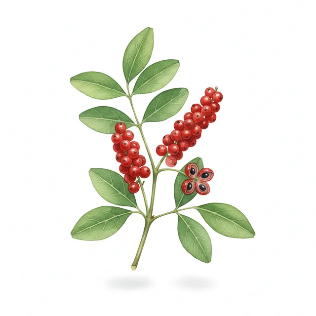 Poivrier du Sichuan, illustration botanique