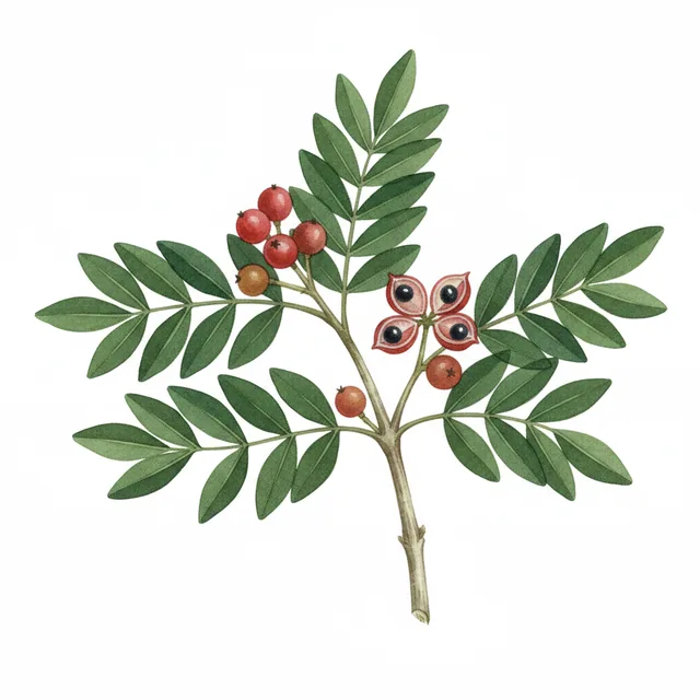 Poivrier du Timut, illustration botanique