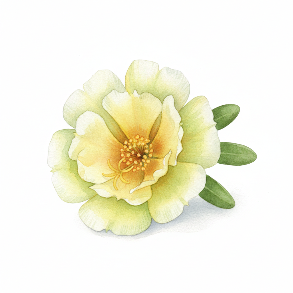 Pourpier d'été doré , aquarelle botanique