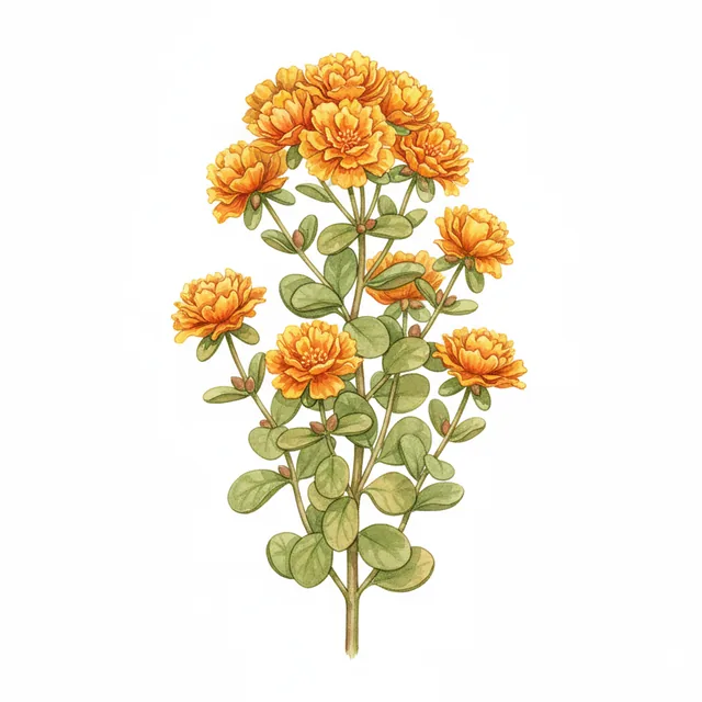 Purslane Golden, illustration botanique