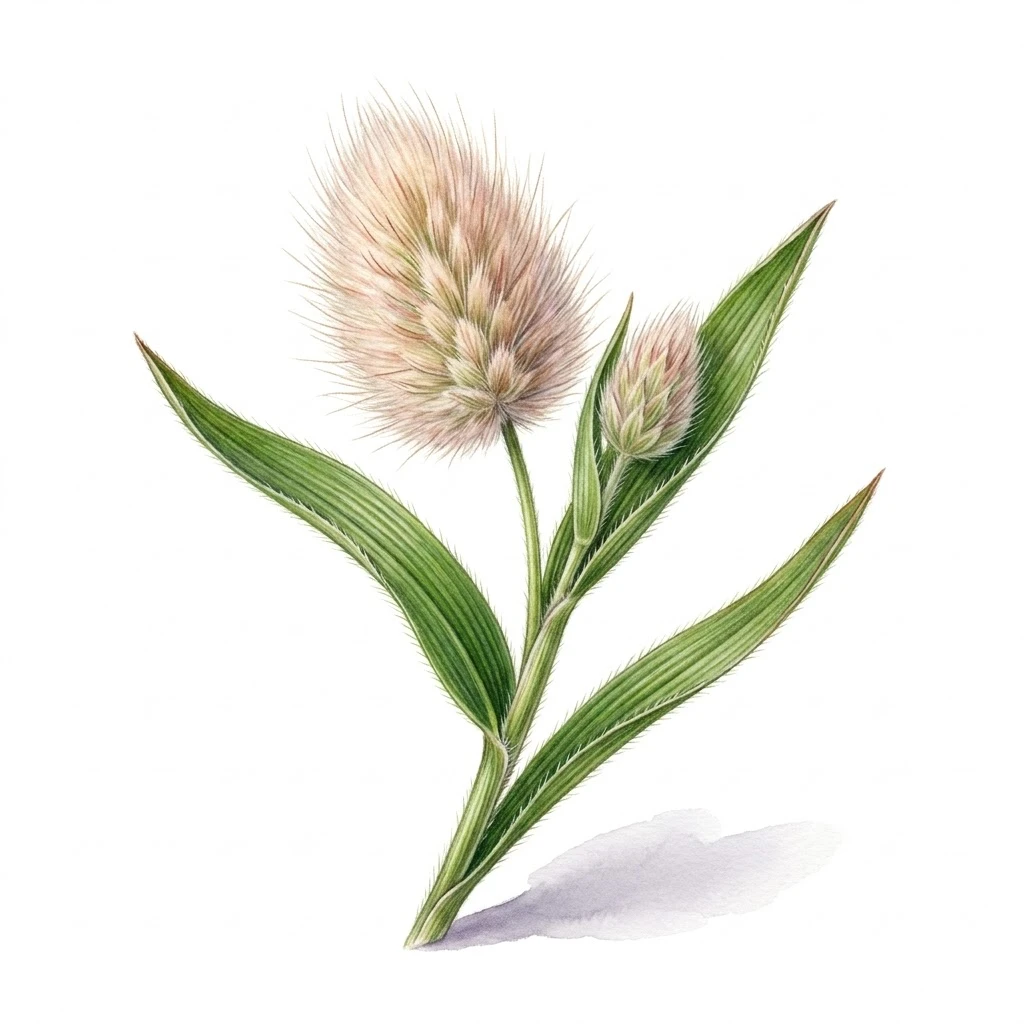 Ornamental Grass - Bunny Tails, botanical illustration