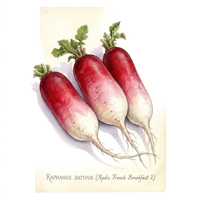 Radis French Breakfast 2, illustration botanique
