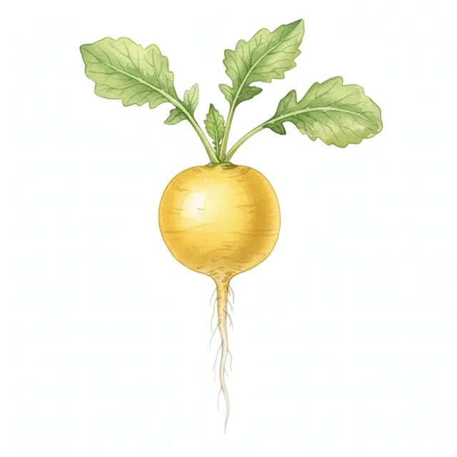 Radis jaune Helios, illustration botanique