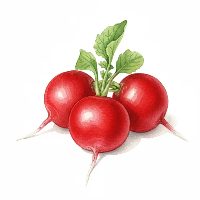 Radis Rond Rose Brunner Riesen, illustration botanique