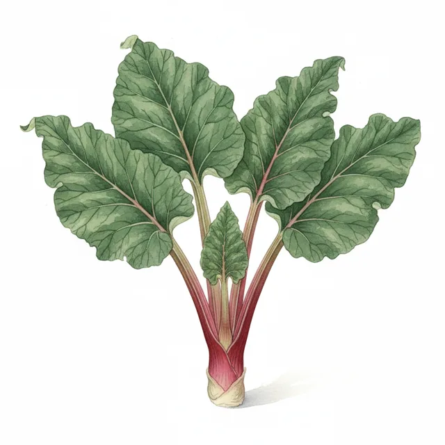 Rhubarbe Victoria, illustration botanique