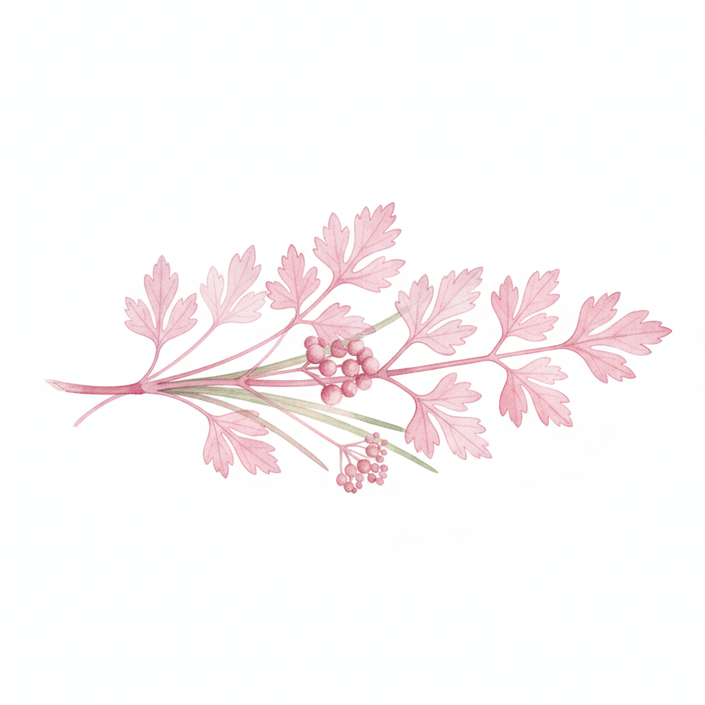 Ruban 3 M Aromates en Mélange Ciboulette Commune, Persil Plat Commun 2, Coriandre, Cerfeuil Commun — aquarelle botanique