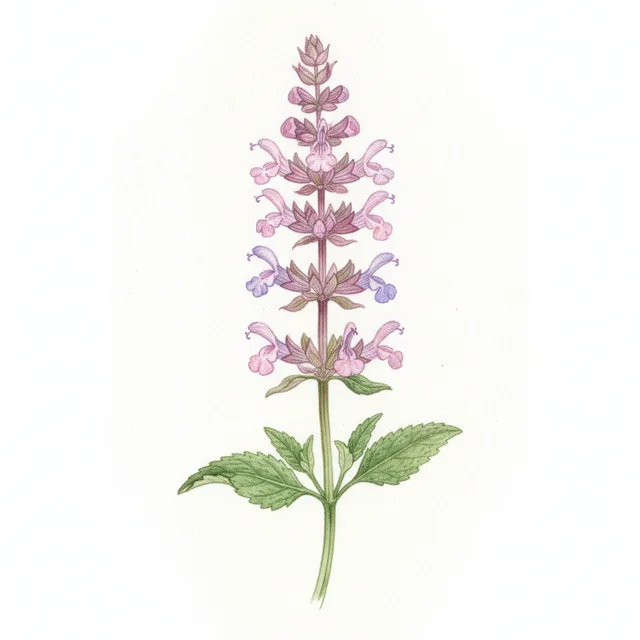Sauge Sclaree Piemont, illustration botanique