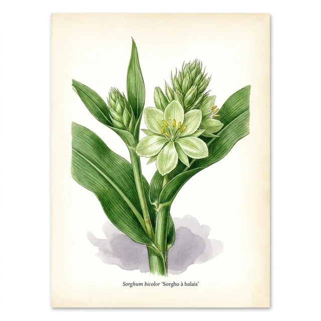 Sorgho à balais, illustration botanique