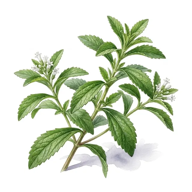 Stevia Rebaudiana, illustration botanique