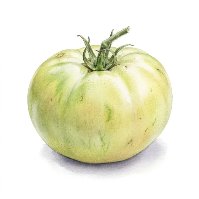 Tomate Beaute Blanche, illustration botanique