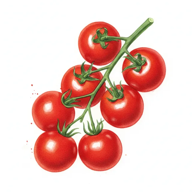 Tomate Cerise ab - Plant, illustration botanique