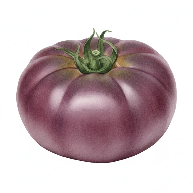 Tomate Cherokee Purple, illustration botanique