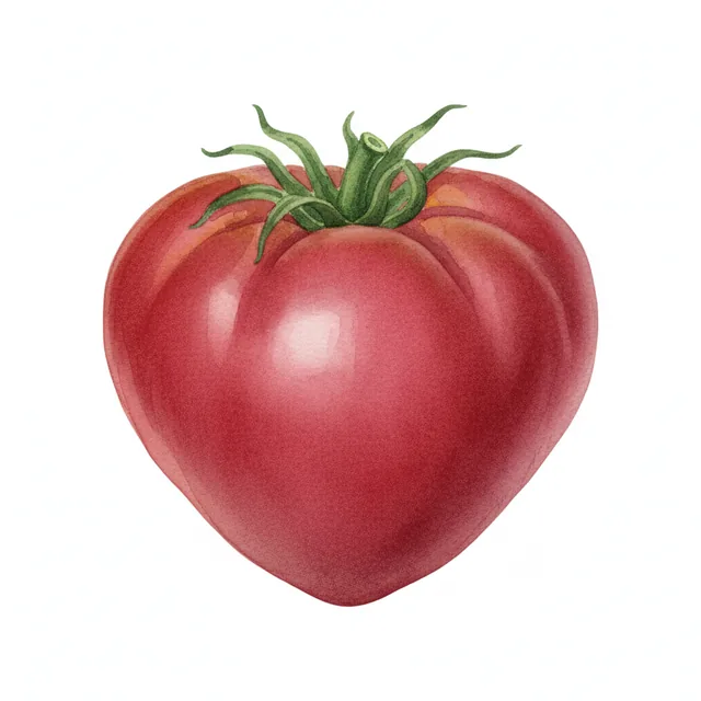 Tomate Coeur De Boeuf Rouge De Jerusalem, illustration botanique