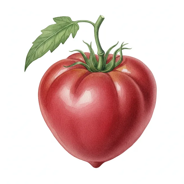 Tomate Coeur De Boeuf Rouge Reif Red, illustration botanique
