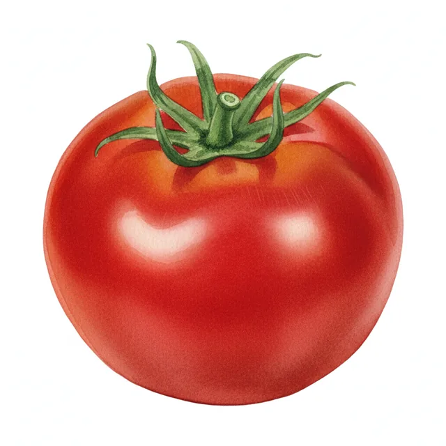 Tomate Cotelee De Valence, illustration botanique