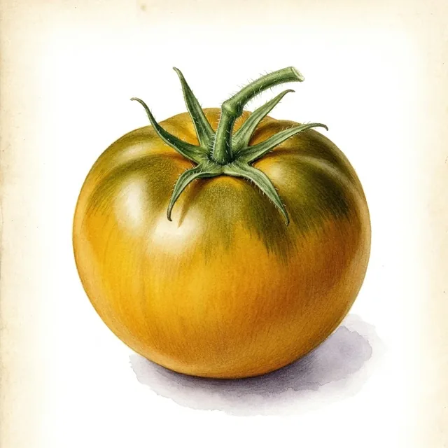 Tomate Gold Nugget, illustration botanique