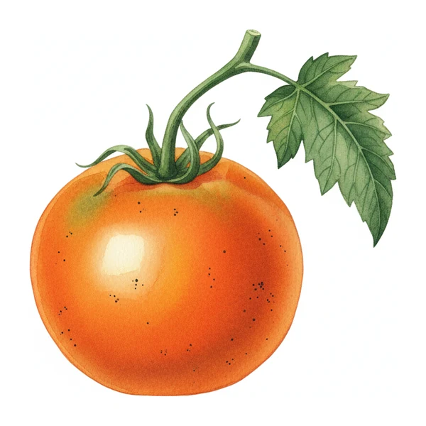 Aquarelle botanique de la tomate Golden Jubilee