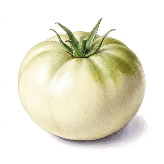 Tomate Great White Beefsteak, illustration botanique