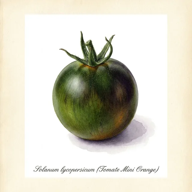 Tomate Mini Orange, illustration botanique