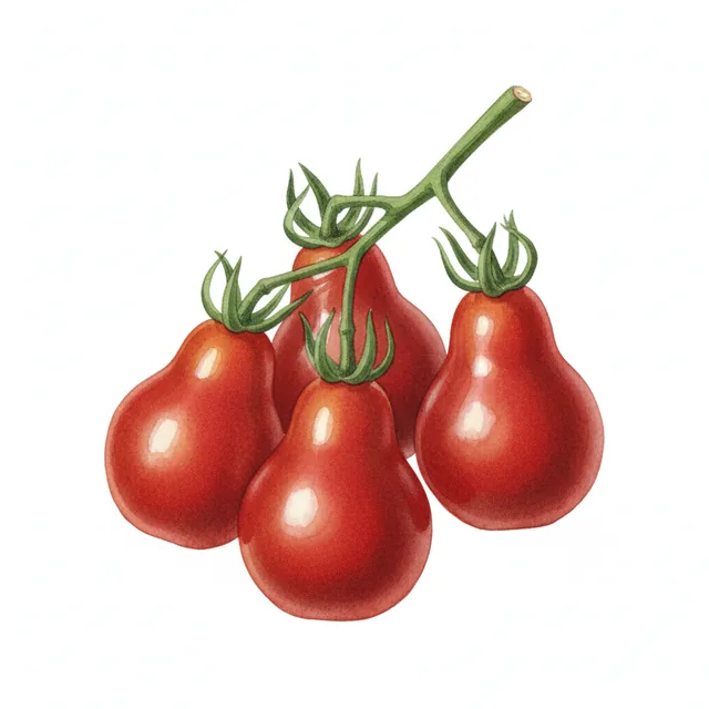 Tomate Poire Rouge ab - Plant, illustration botanique