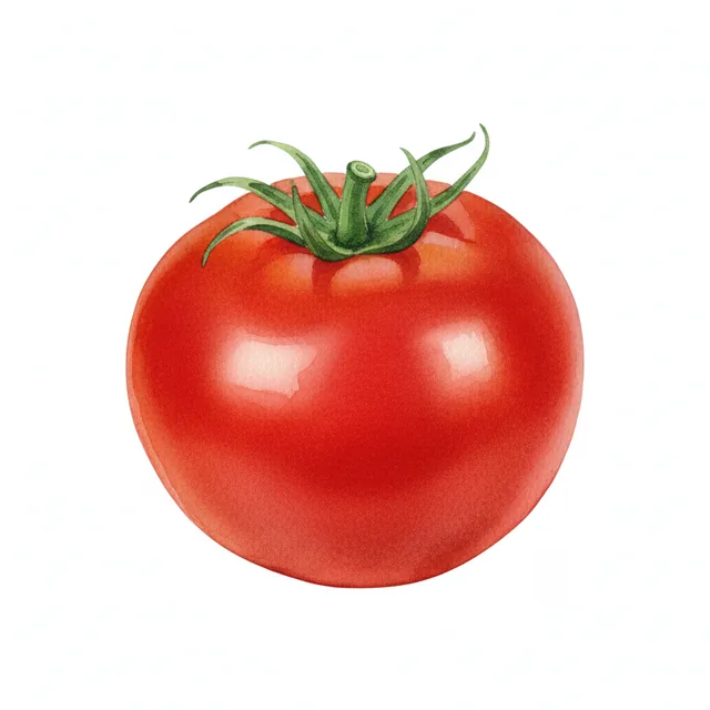 Tomate Pomme Rouge, illustration botanique
