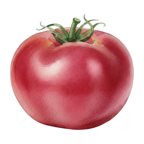 Aquarelle botanique de la tomate Rose de Berne