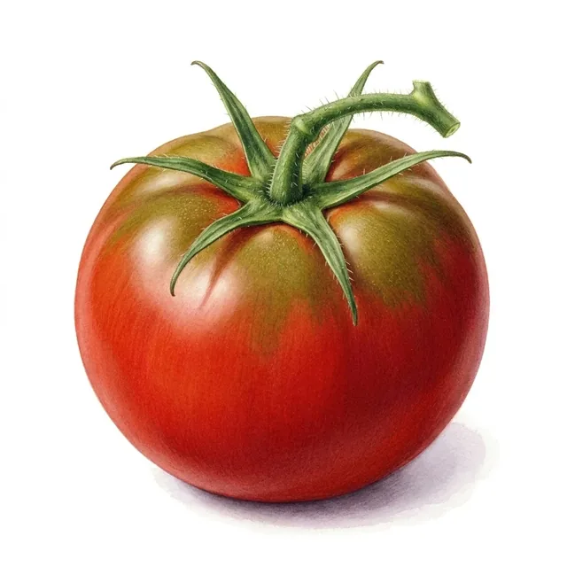 Tomate rouge Gloire de Malines, illustration botanique