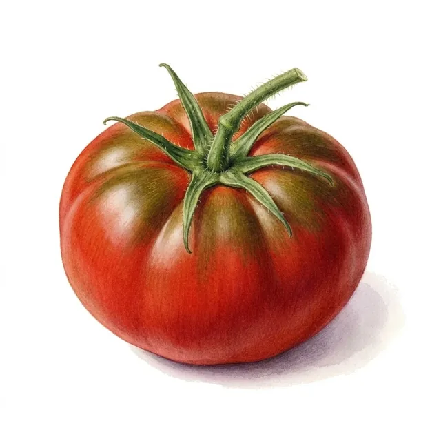 Tomate rouge Gloire de Versailles, illustration botanique