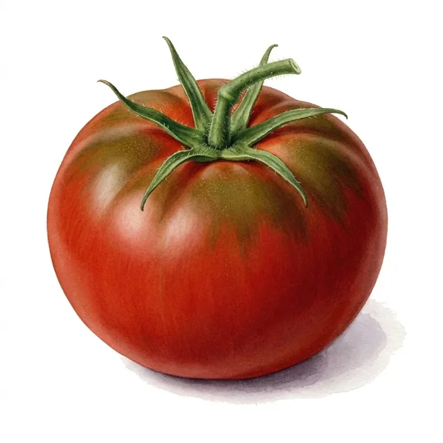 Tomate rouge Gloire de Wilrijk, illustration botanique