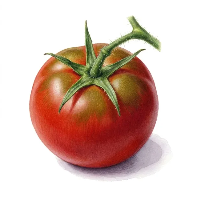 Tomate rouge Joffre, illustration botanique
