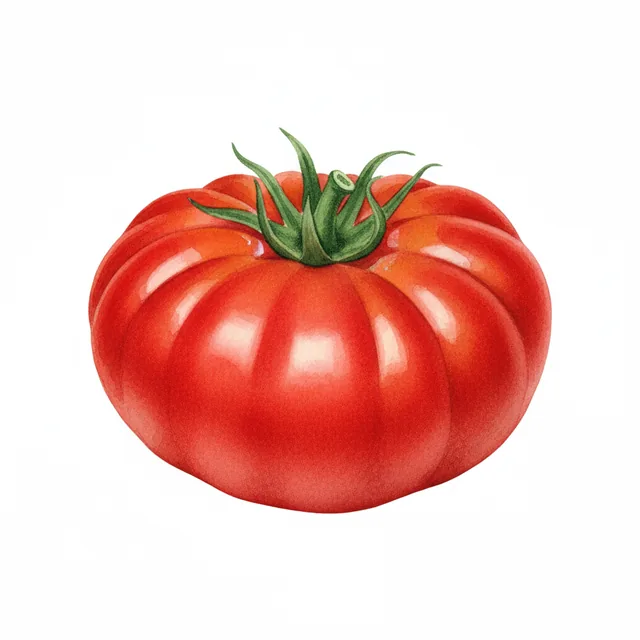 Tomate Super Marmande Rouge, illustration botanique