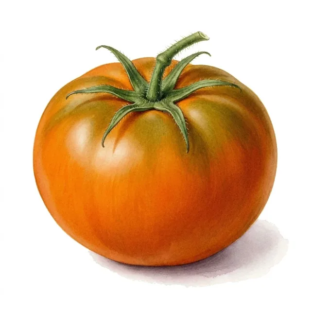 Tomate Valencia Orange, illustration botanique