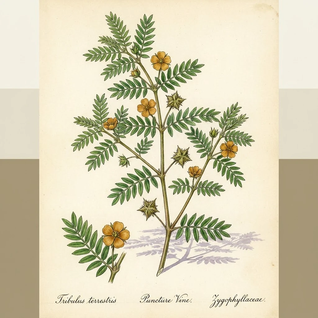 Tribulus terrestris , aquarelle botanique